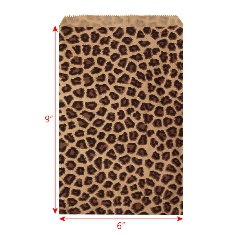 #EN195 Leopard Print Paper Gift Bags 6"W x 9"H