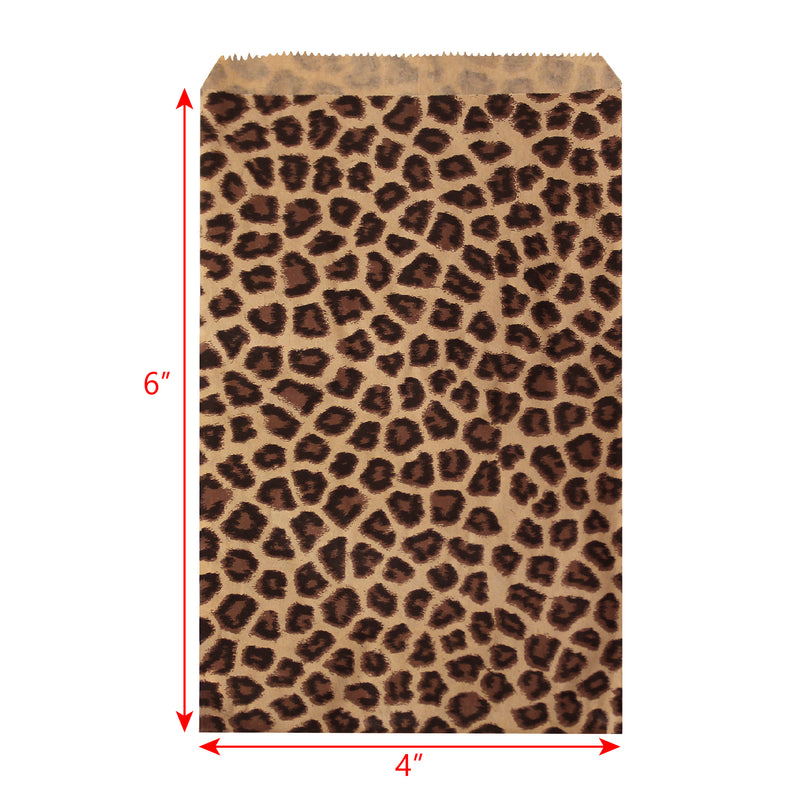 #EN197 Leopard Print Paper Gift Bags 4"W x 6"H
