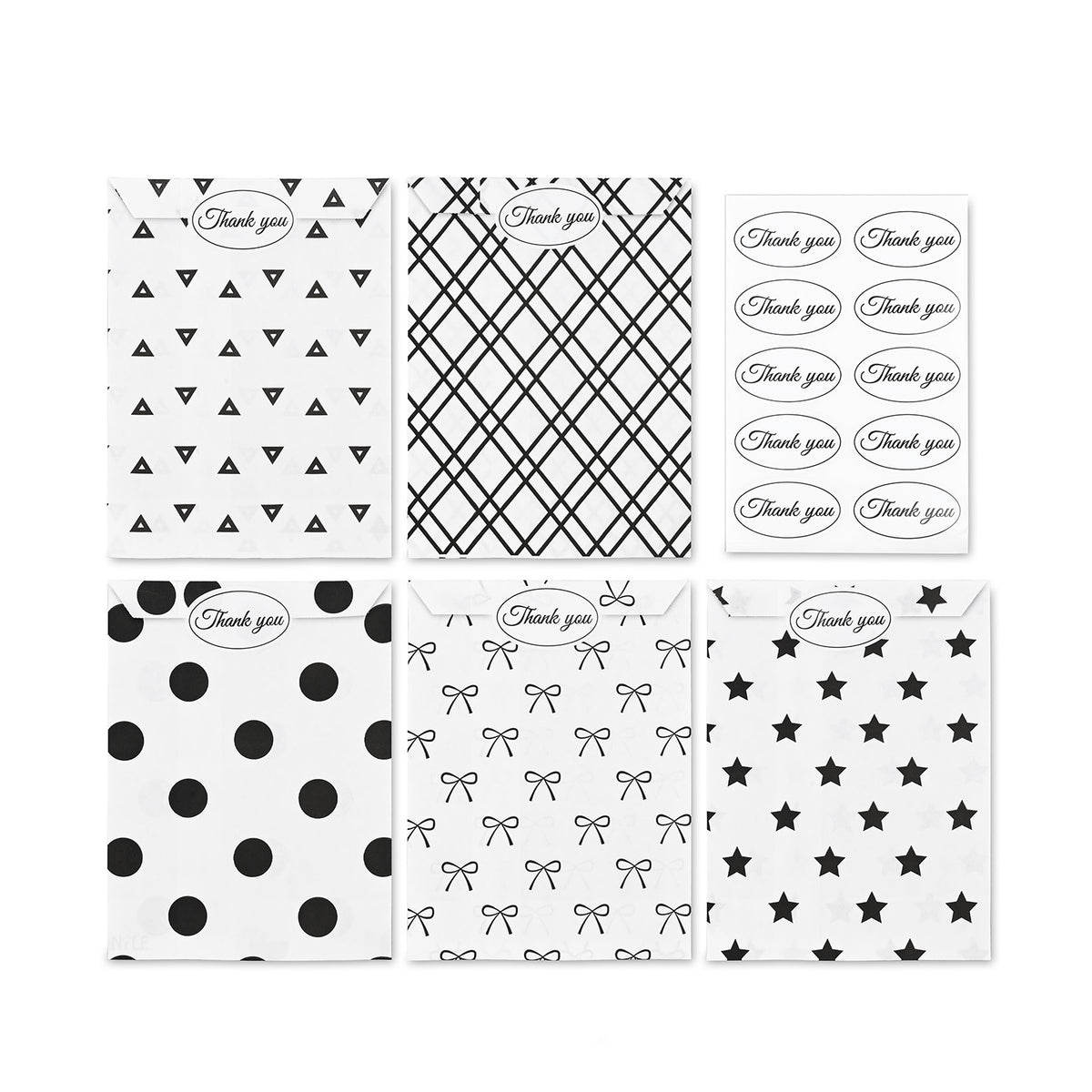 #EN8906x2 Paper Gift Bag 5''W x 7''H in 5 Variety Prints with 200 Stickers