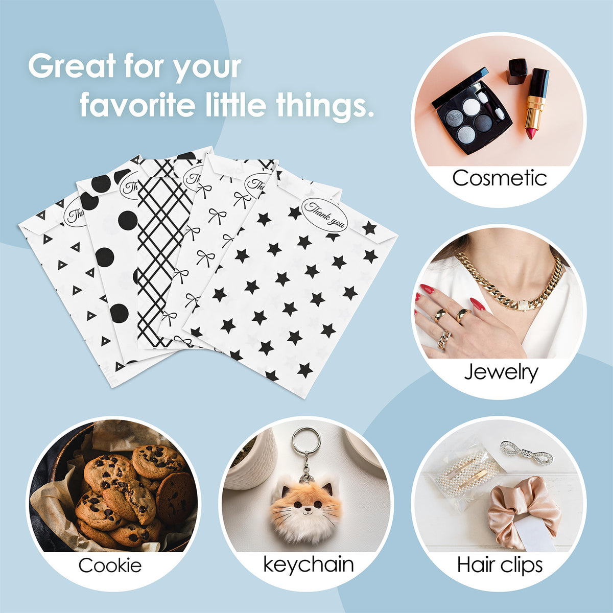 #EN8906x2 Paper Gift Bag 5''W x 7''H in 5 Variety Prints with 200 Stickers