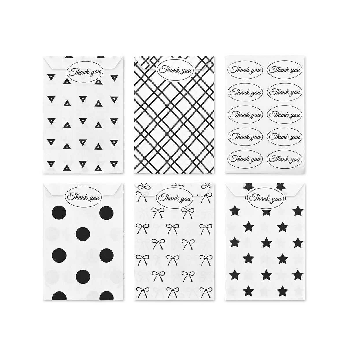 #EN8907x2 Paper Gift Bag 4''W x 6''H in 5 Variety Prints with 200 Stickers