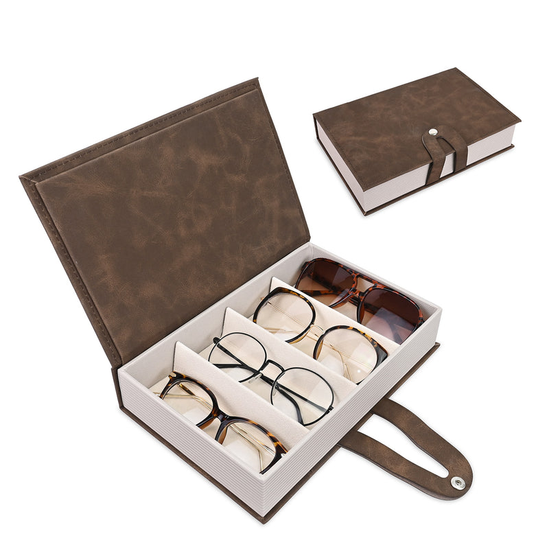 #EYC-1004 4-slot Sunglasses Case, Eyewear Hard Shell Display, Book-Shaped Travel Glasses Organizer