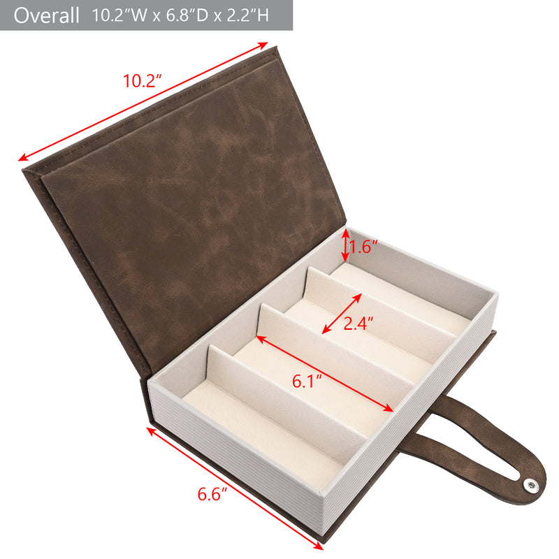 #EYC-1004 4-slot Sunglasses Case, Eyewear Hard Shell Display, Book-Shaped Travel Glasses Organizer