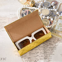 Faux Leather Imitated Gold Bar Eyewear Case, Portable Sunglasses Case with Magnetic Closure