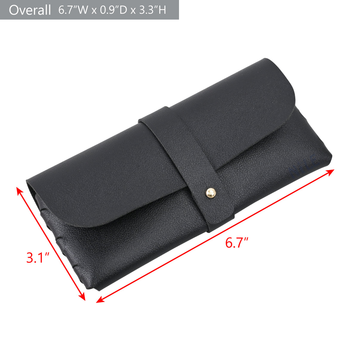 #EYC-3123BK Leatherette Eyeglasses Case Button Closure Eyewear Case