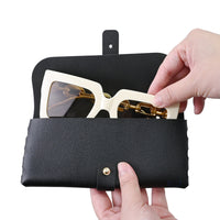 #EYC-3123BK Leatherette Eyeglasses Case Button Closure Eyewear Case