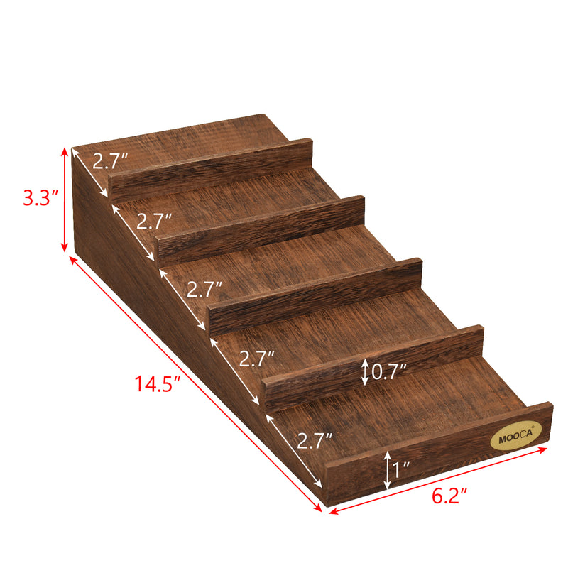 #EYC055BR Wooden Eyewear Stand Holder with Elevated Sloping Design