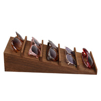 #EYC055BR Wooden Eyewear Stand Holder with Elevated Sloping Design