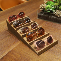 #EYC055BR Wooden Eyewear Stand Holder with Elevated Sloping Design