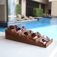 #EYC055BR Wooden Eyewear Stand Holder with Elevated Sloping Design