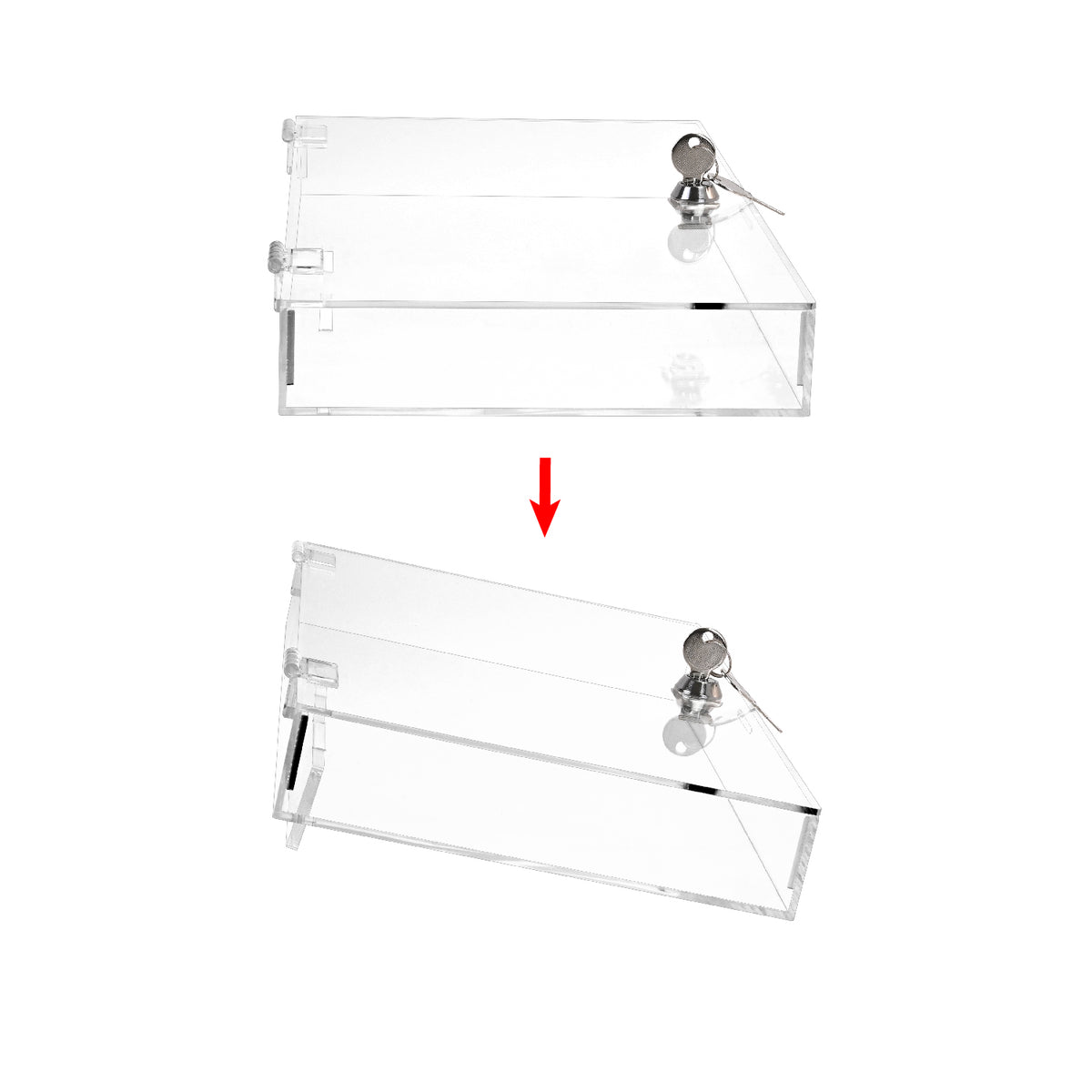 Acrylic Marketing Holder Locking Showcase Box Display Tray w/ a key