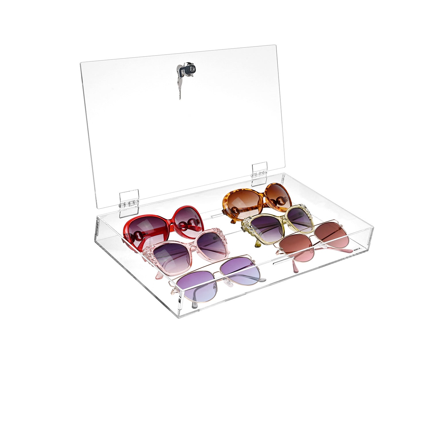 Acrylic Marketing Holder Locking Showcase Box Display Tray w/ a key ...