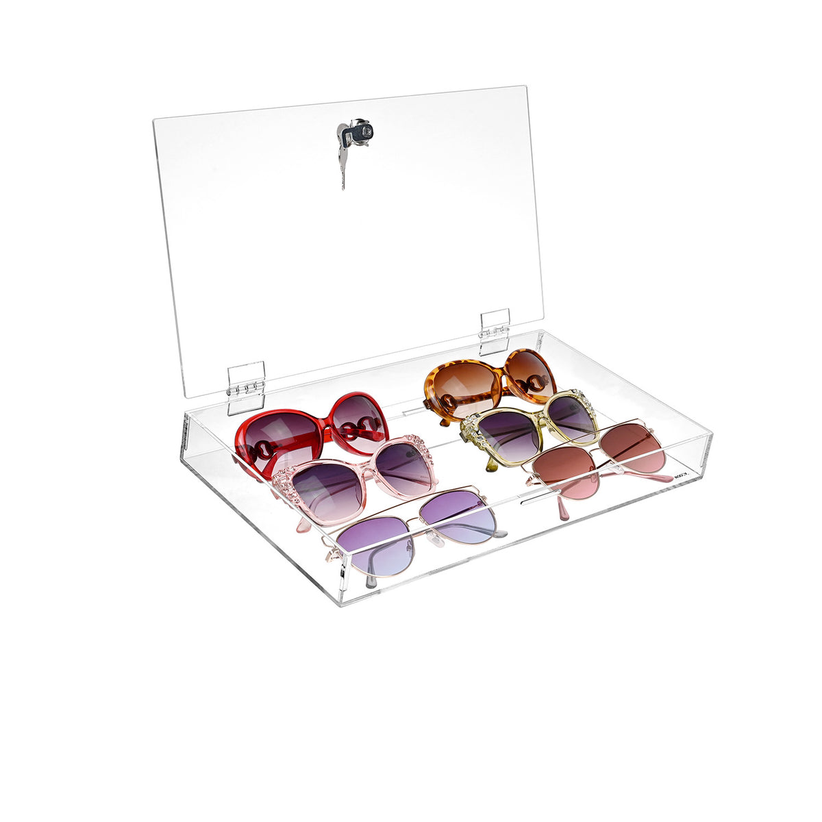 Acrylic Marketing Holder Locking Showcase Box Display Tray w/ a key