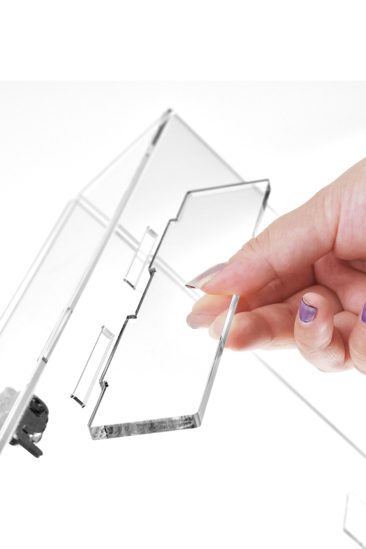 Acrylic Marketing Holder Locking Showcase Box Display Tray w/ a key