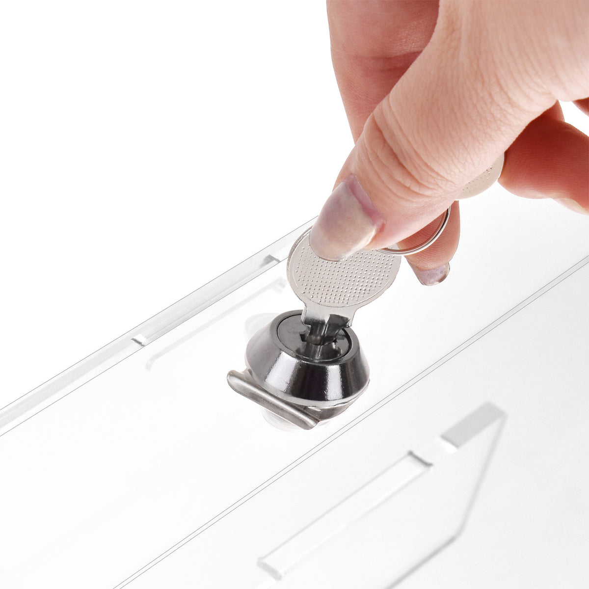 Acrylic Marketing Holder Locking Showcase Box Display Tray w/ a key