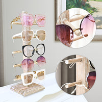 #WD06  Wooden Sunglasses Rack Organizer, 5 Pairs Eyewear Display Stand Organizer for Home, Retail, Wooden Glasses Stand for Optical Glasses, Eyeglasses