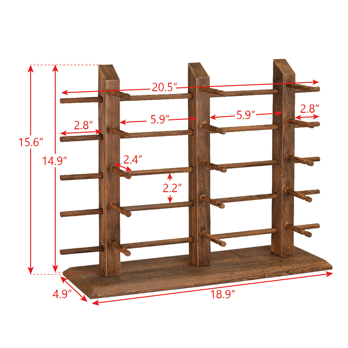 Wooden Sunglasses Rack Organizer for upto 15 eyewear items, Brown Color