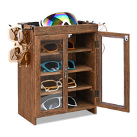 #WD7640  Wooden Countertop Multipurpose Storage Cabinet with Removable Shelves for Kitchen, Vanity, Glass Window Door with 4 Metal Hooks