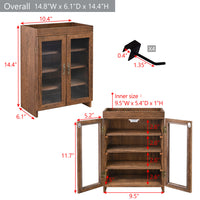 #WD7640  Wooden Countertop Multipurpose Storage Cabinet with Removable Shelves for Kitchen, Vanity, Glass Window Door with 4 Metal Hooks