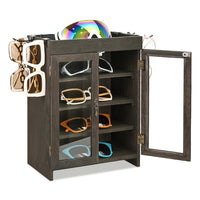 #WD7640  Wooden Countertop Multipurpose Storage Cabinet with Removable Shelves for Kitchen, Vanity, Glass Window Door with 4 Metal Hooks