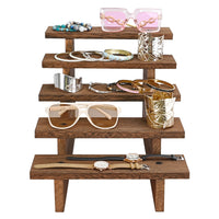 #WD7785BR 5-tier Wooden Rustic Display Riser Stand for Plants for Cupcakes