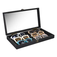 #WD83C Antique Wood Storage Case with Tempered Glass View Top