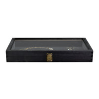 #WD83C Antique Wood Storage Case with Tempered Glass View Top