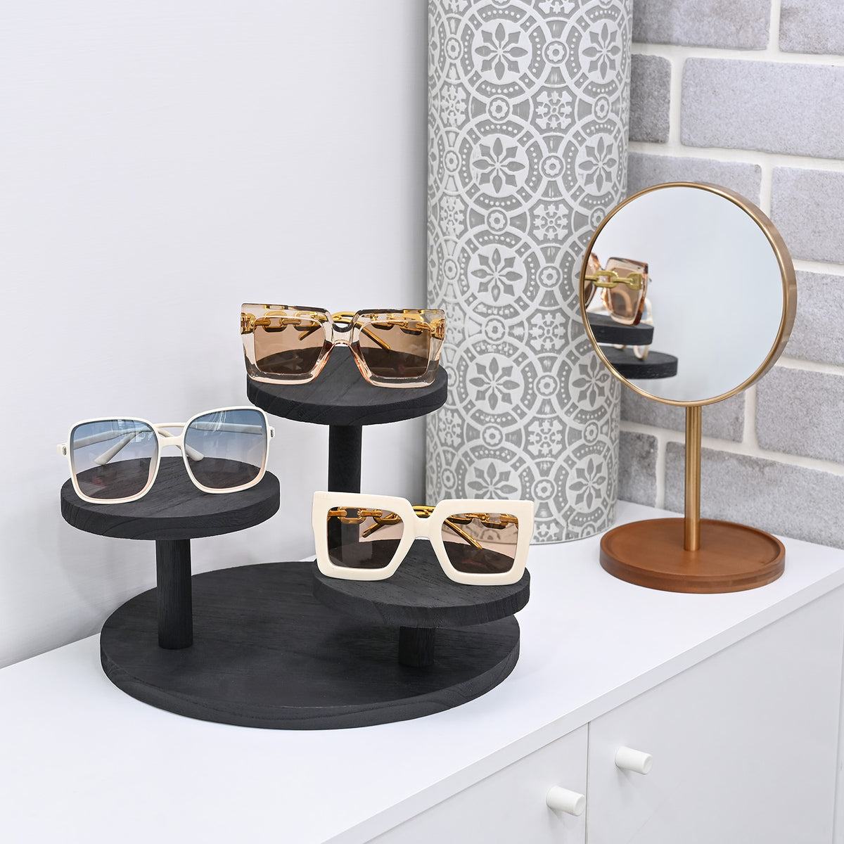 #WD8633 3-Tier Wooden Display Riser for Jewelry, Eyeglass