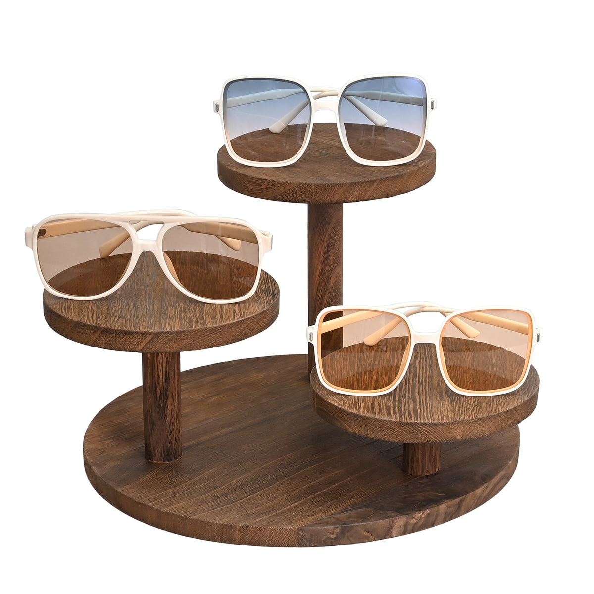 #WD8633 3-Tier Wooden Display Riser for Jewelry, Eyeglass