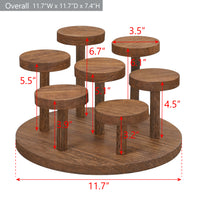 This 7-tier wooden riser display stand maximizes space with its multi-level design while adding a touch of sophistication to any countertop.
