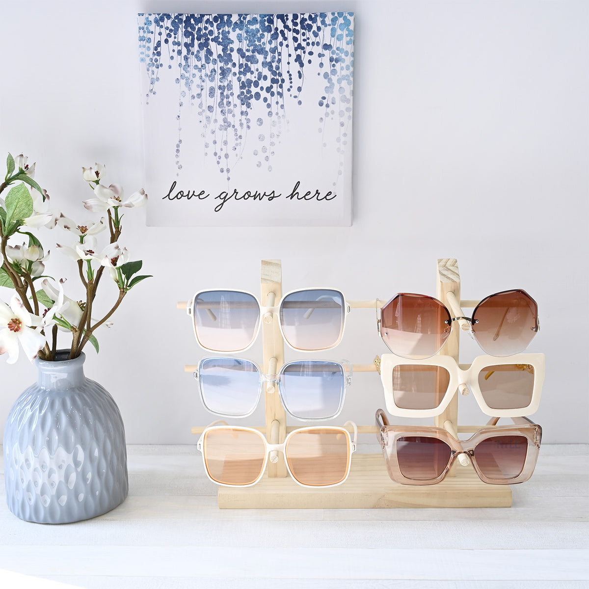 #WDEY06  Wooden Sunglasses Rack Organizer for upto 6 Pairs 