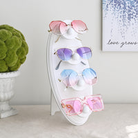 #WDEY704WH Wooden Sunglasses Rack Organizer Holds 4 Pairs of Eyewear Display Stand