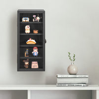 Wall Mounted Wooden Collectible Display Case w/ 5 Shelves 