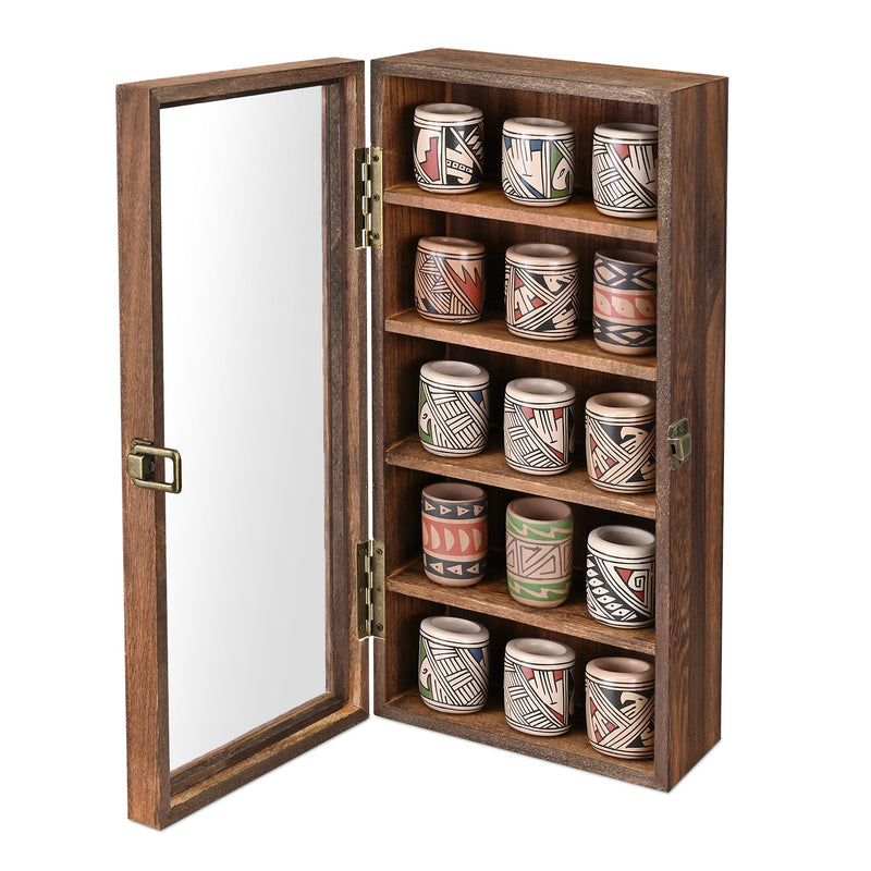 Wall Mounted Wooden Collectible Display Case w/ 5 Shelves 