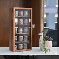 Wall Mounted Wooden Collectible Display Case w/ 5 Shelves 