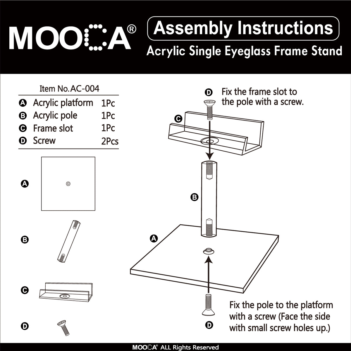 #AC-004X3 Acrylic Single Eyeglass Frame Stand.3pcs/set