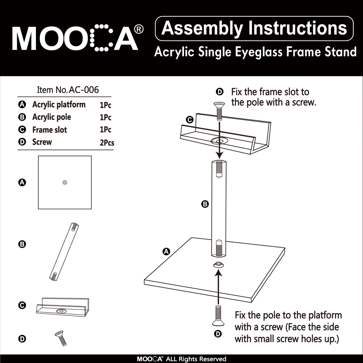 #AC-006 Acrylic Single Eyeglass Frame Stand