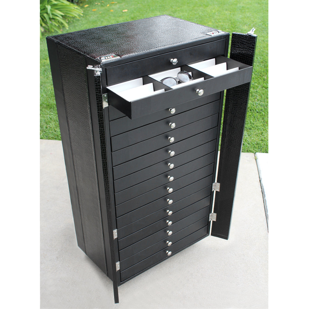 #D106-16 Eyewear Display And Storage Cabinet With Wheels (Include 16 Trays, Each Tray Hold 18 Frames. Total For 288 Frames)