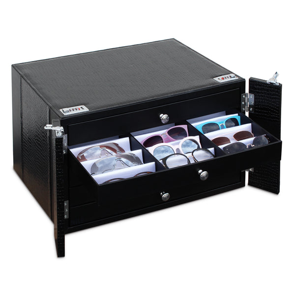 Lockable Eyewear Storage Include 5 Trays Holds 90 Frames