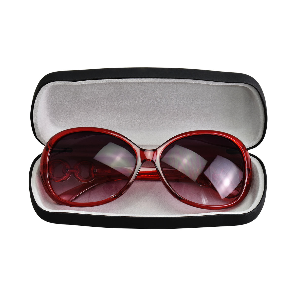 Portable Hard Shell Leatherette eyewear case w/ Soft Flocked Fabrics 