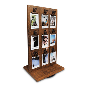 #WDJ5118BR Rotating Wooden Two-Sided Display Stand with Clips