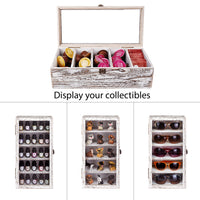 #WDP1319-A-ATWH Wall Mounted Wooden Collectible Display Case 5 Shelf Display Storage